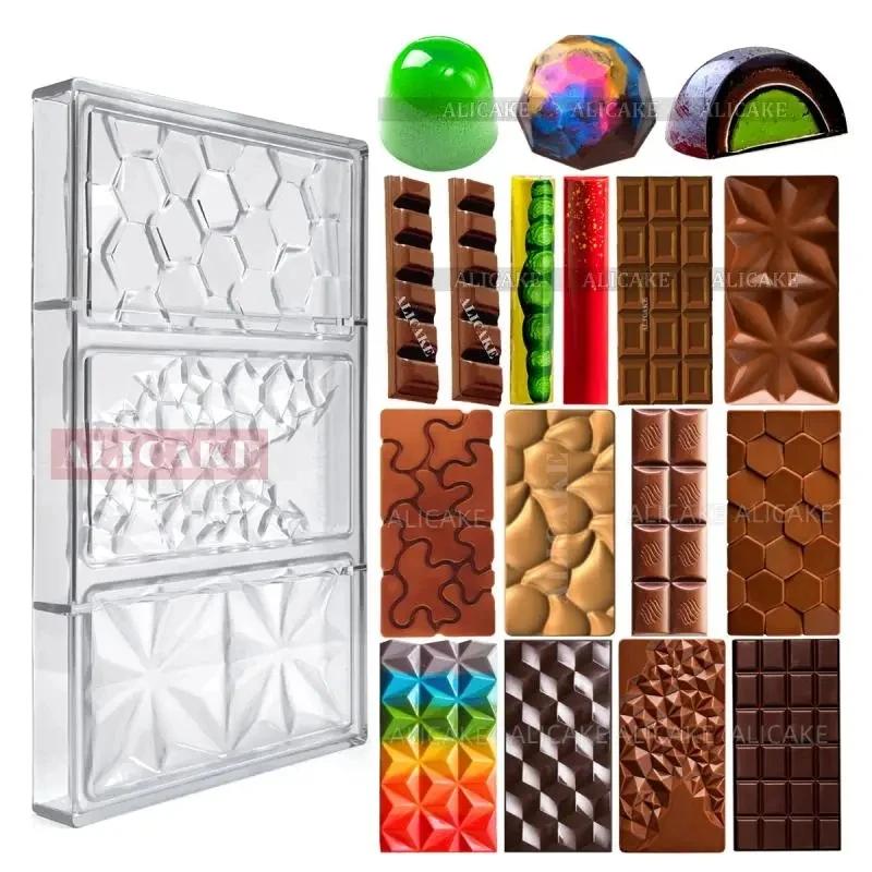 Molde De Chocolate De Policarbonato Para Barra Lisa – 11.7x4.8 Cm, 40-50g, Apto FDA (27.5x13.5 Cm)