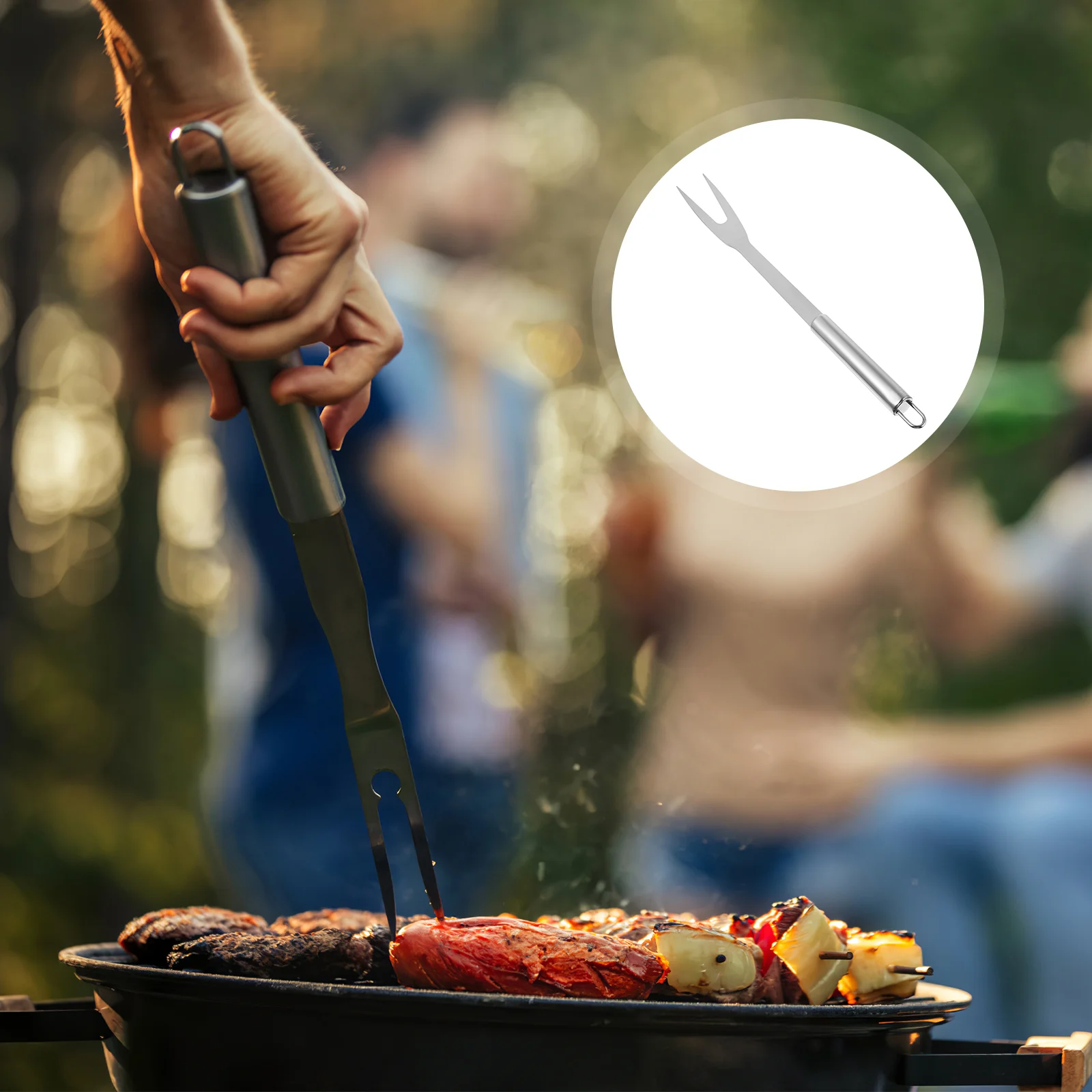 Stainless Steel Meat Fork BBQ Tool Camping Cookware Two Prong Tines Skewers Strong Mirror Polished Safe for Restaurant