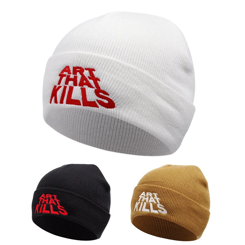 ART THAT KILLS embroidery Knit Hat winter keep Warm beanie men women Outdoor casual hip hop hat