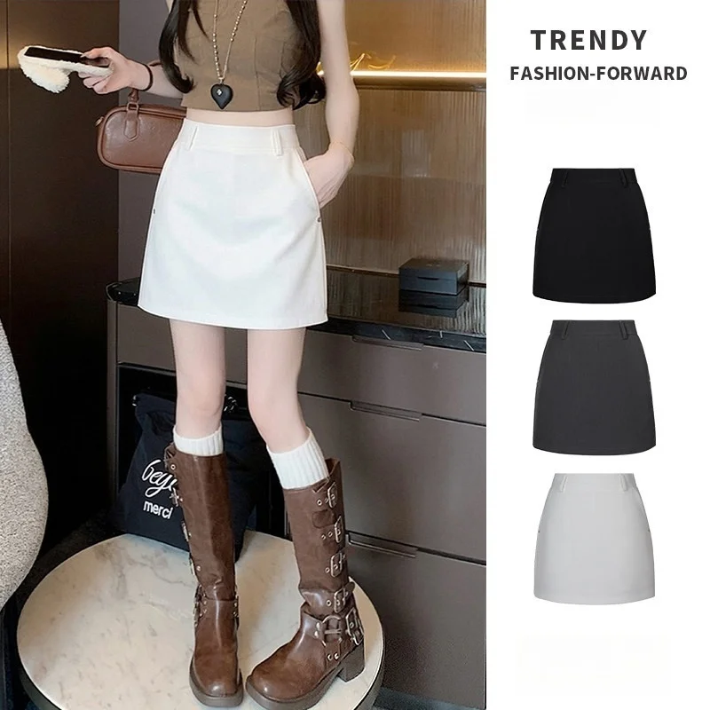 Women High Waist A-Line Short Skirt Trendy Flared Mini Skirt Multi Color Black Gray Slim Fit Casual