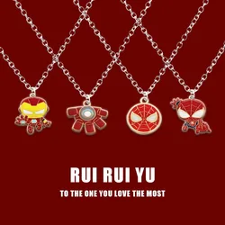 Marvel Iron Man Necklace Anime Figures Spider-Man Cartoon Alloyed Necklaces Anime Merchandise Decoration Children Birthday Gifts