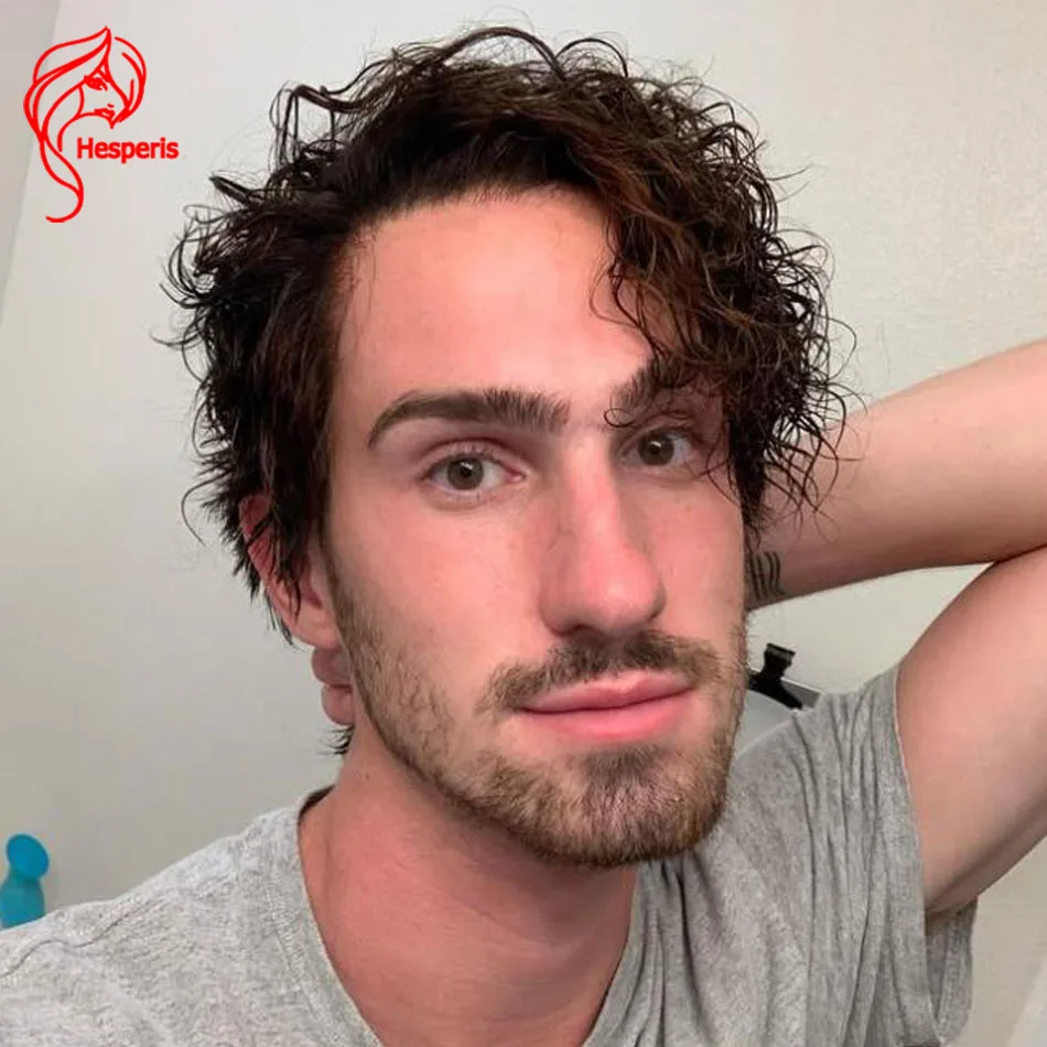 

Hesperis Dark Brown Human Hair Wig Deep Part Short Cut Lace Front Wig Transparent Lace Pxie Men Wigs Remy Hair For Boy