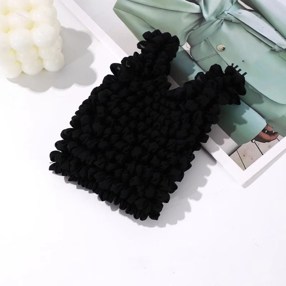 Shopping Bag Bubble Foldable Stretch Bag Large Capacity Chiffon Pleated Flexible Handbag Handheld Multi Purpose Stretch Puff Bag