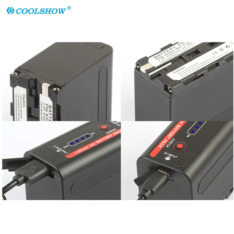 8700mah Battery Power for Sony NP F970 F960 F550 F750 F770 NPF970 NPF980 MC1500C LED Power bank Indicator USB Charge Output