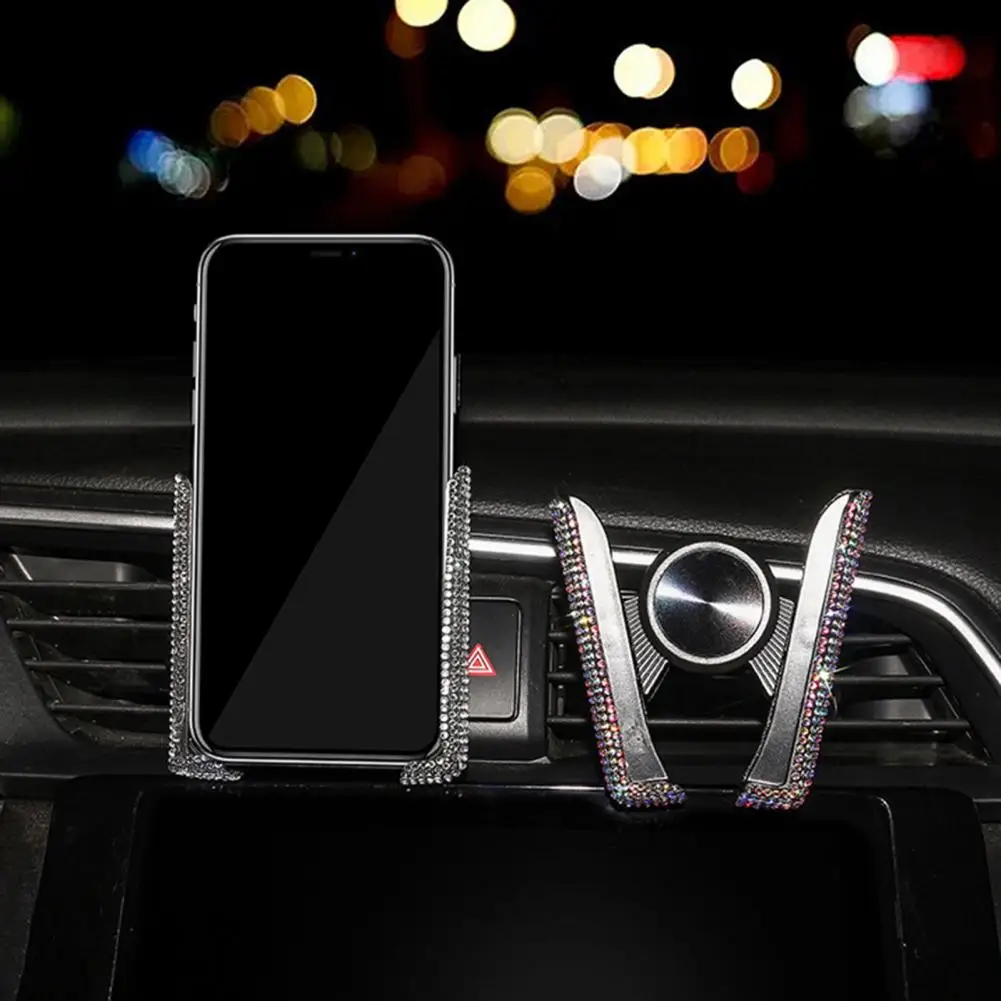 3-In-1 Car Phone Holder Mount Sparkling Rhinestones Air Vent Windshield Non-Slip Universal Cell Phone Holders Auto Accessories