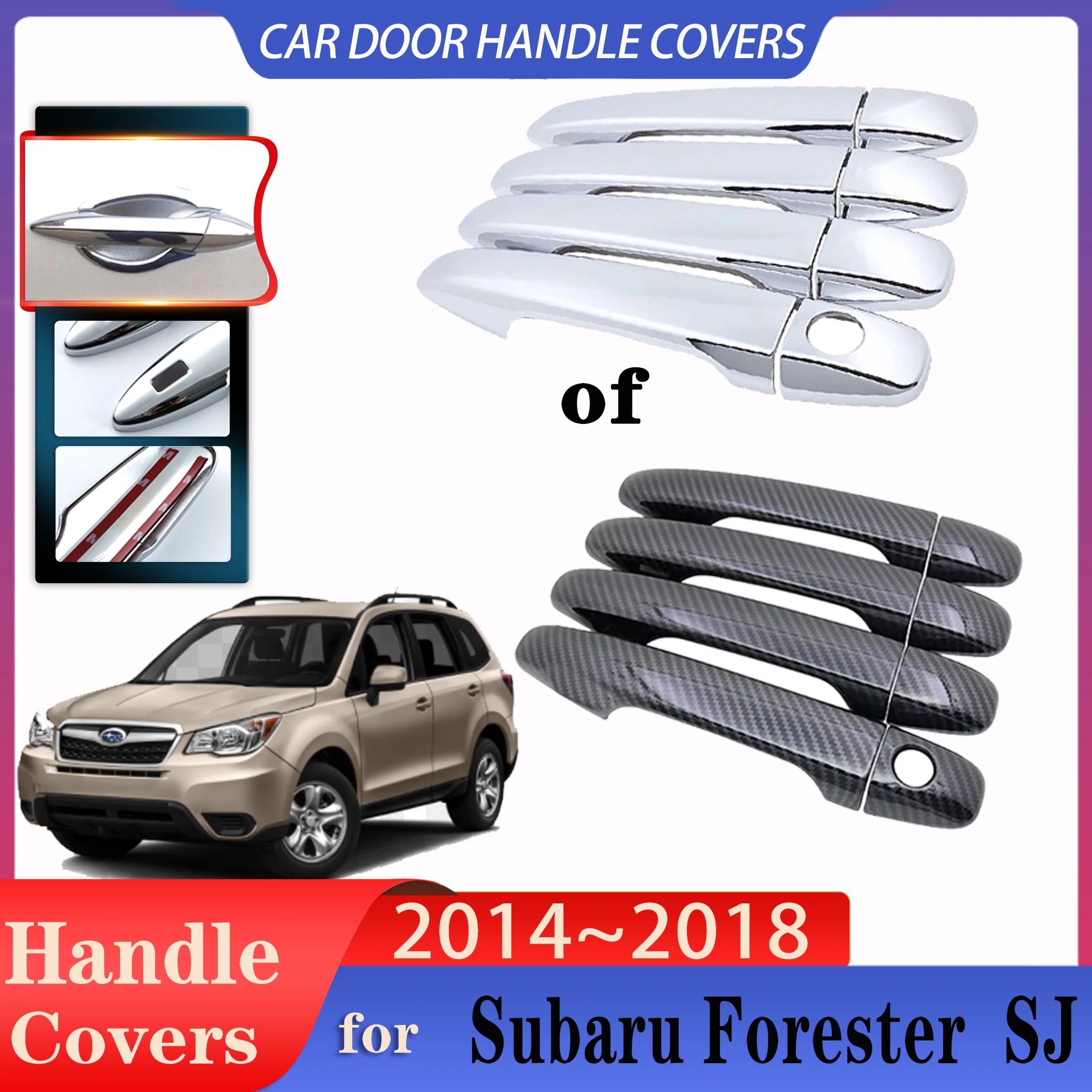 

For Subaru Forester Accessories SJ 2015~2018 Car Door Handles Luxurious Covers Exterior Scratch Protective Decor Car Accessories