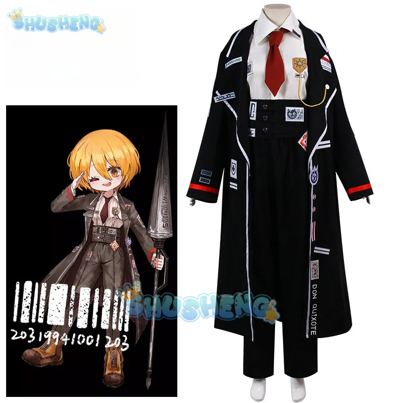 Game Limbus Company Uniform Don Quixote Cosplay Costume Black Uniform Top Pants Coat Prop Halloween Carnival Party Disguise Suit