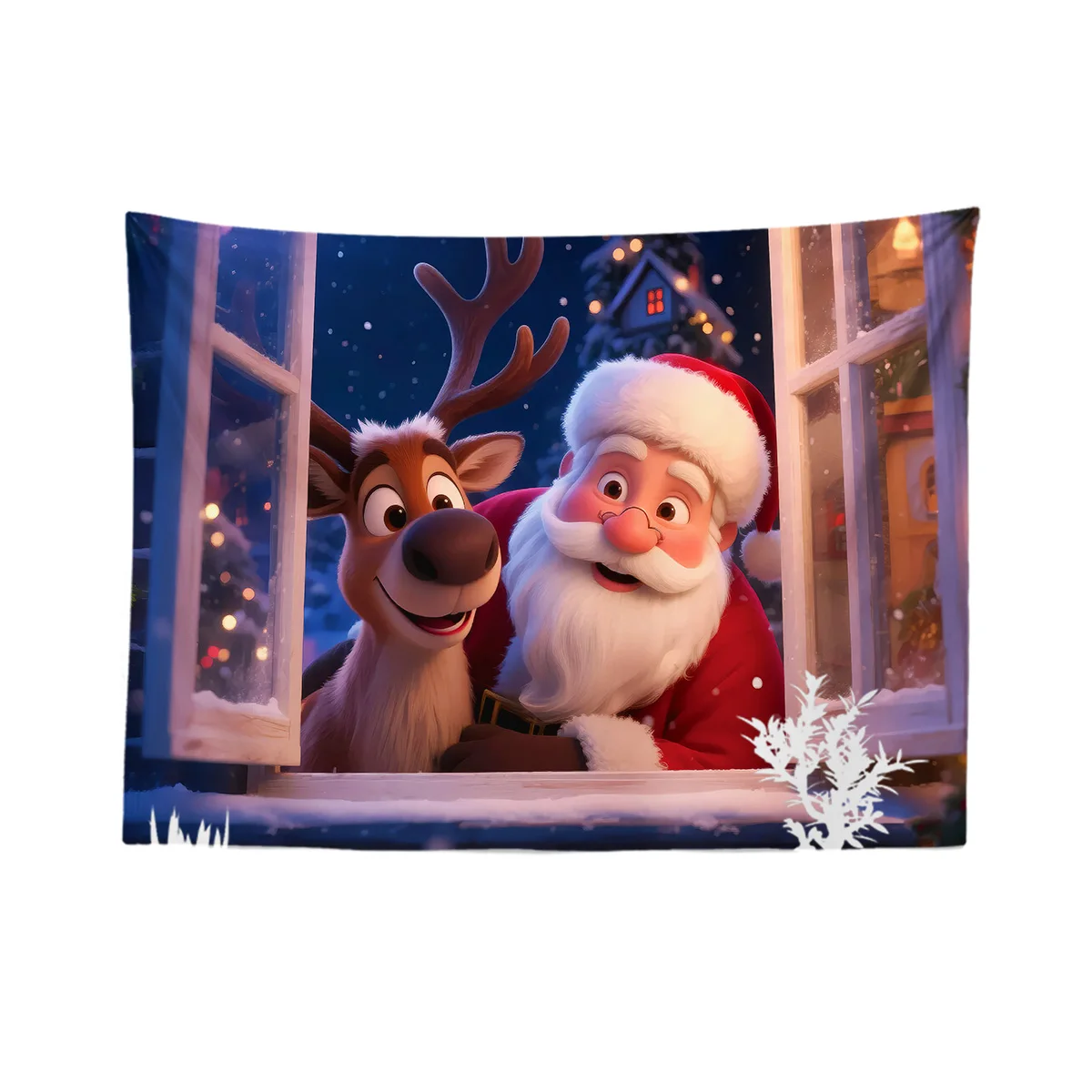 1pc Santa Claus Rentier Druck Urlaub Tapisserie Wohnzimmer Schlafzimmer Wand Dekoration Multi Größe Hintergrund Tuch Maschine Waschbar