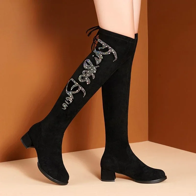 Ladies Knee High Shaft Shoes Thigh Above Over The Women's Long Boots Winter 2024 Autumn On Offer Promotion Large Size Warm Trend