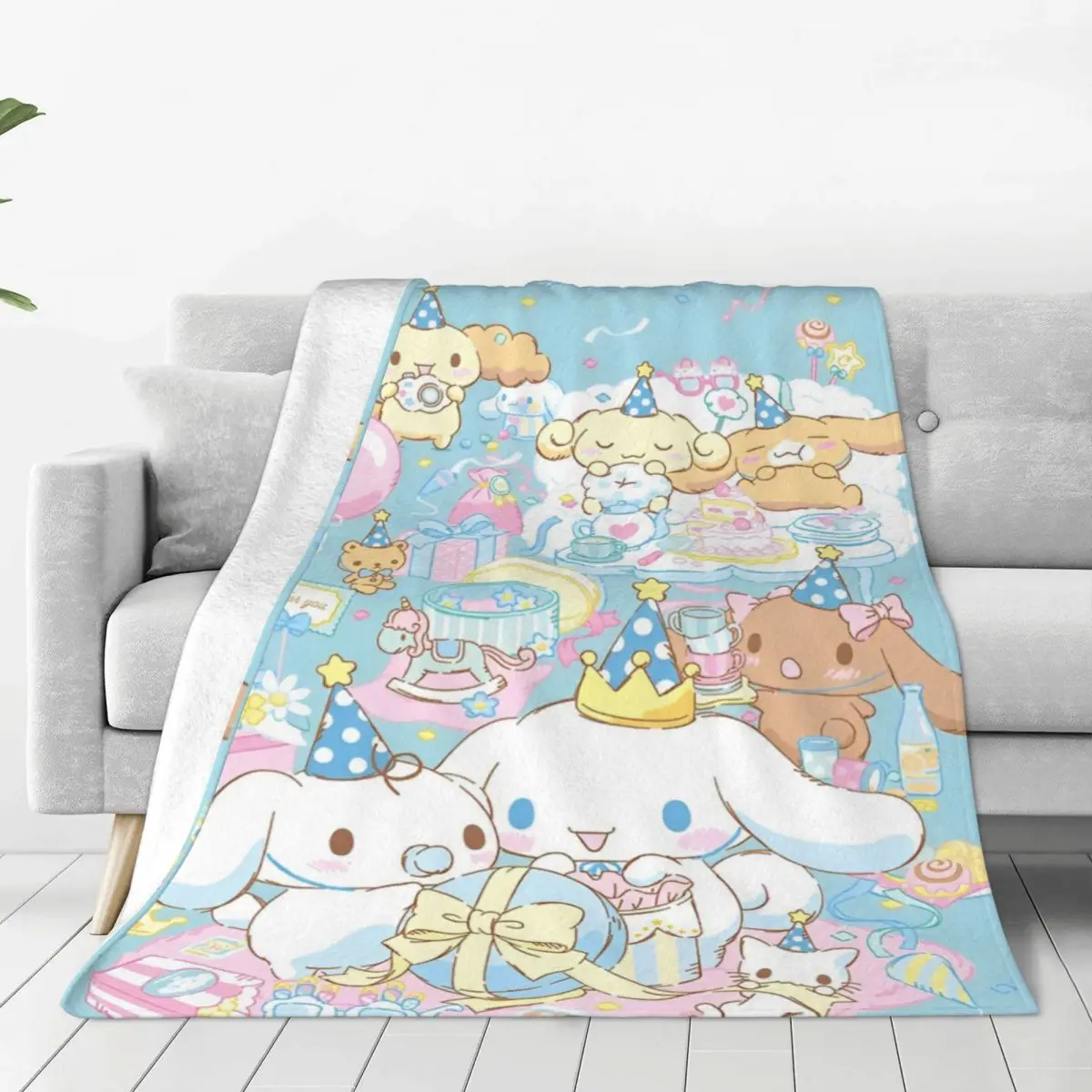 Miniso Cinnamoroll Cute Cartoon Dog Kawaii Sanrio Blanket Camping Flannel Throw Blanket For Couch Bed Super Soft Bedspread Gift