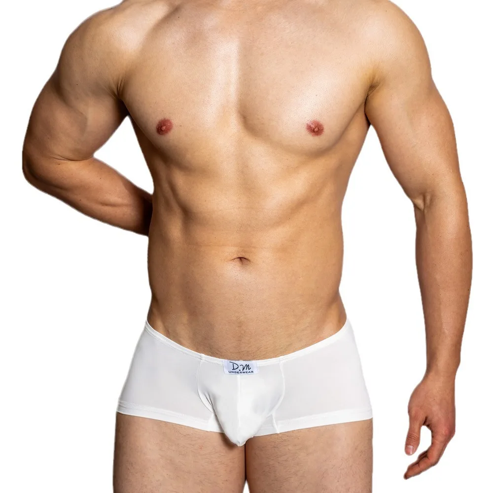 Cueca masculina bolsa convexo design confortável cueca quatro cantos macio sob calcinha shorts para homem