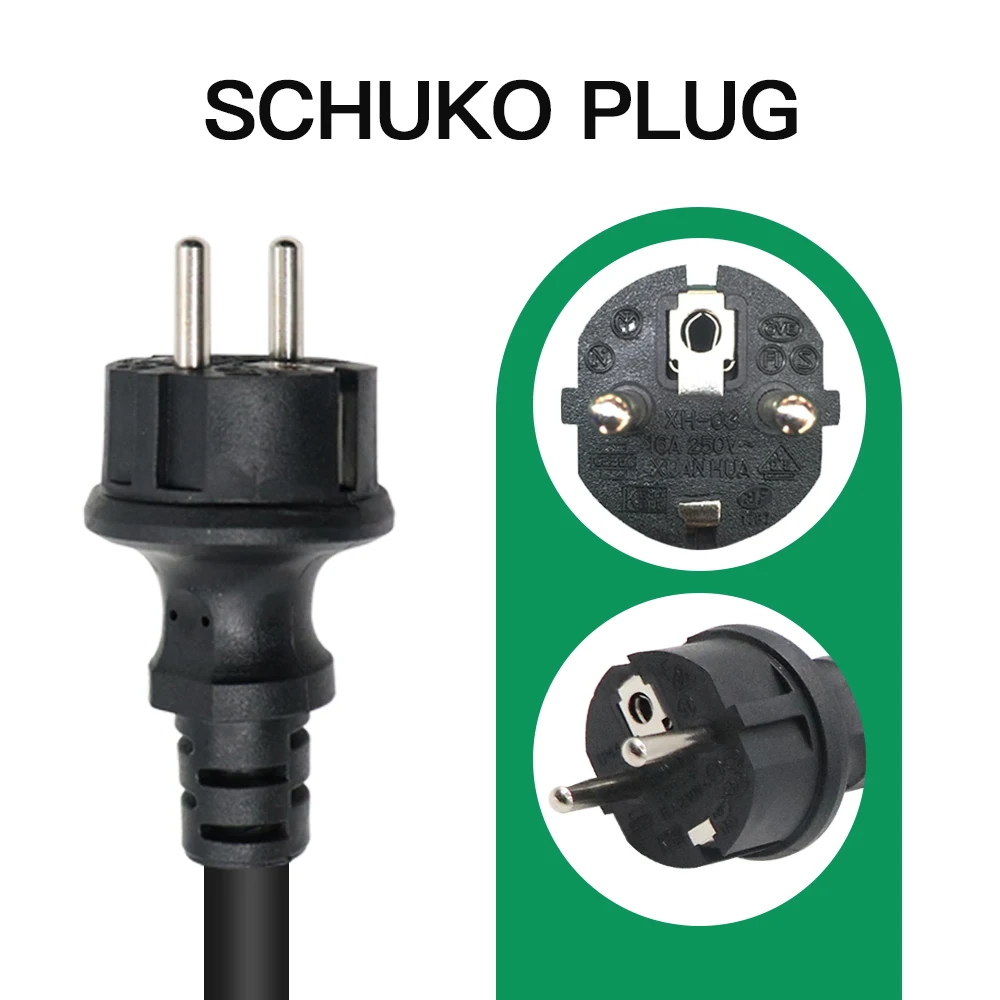 Cargador EV de 16A y 3.6kw, enchufe Schuko ajustable de 16A, 5m, 220V ~ 250V, botón inteligente, carga rápida IP67