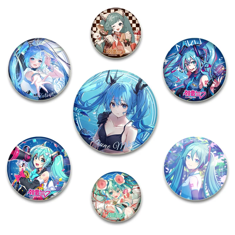 58mm Anime Cute Brooches Miku Cartoon Badge Cosplay Handmade Plastic Enamel Pins for Clothes Backpack Jewelry Accessories Gifts