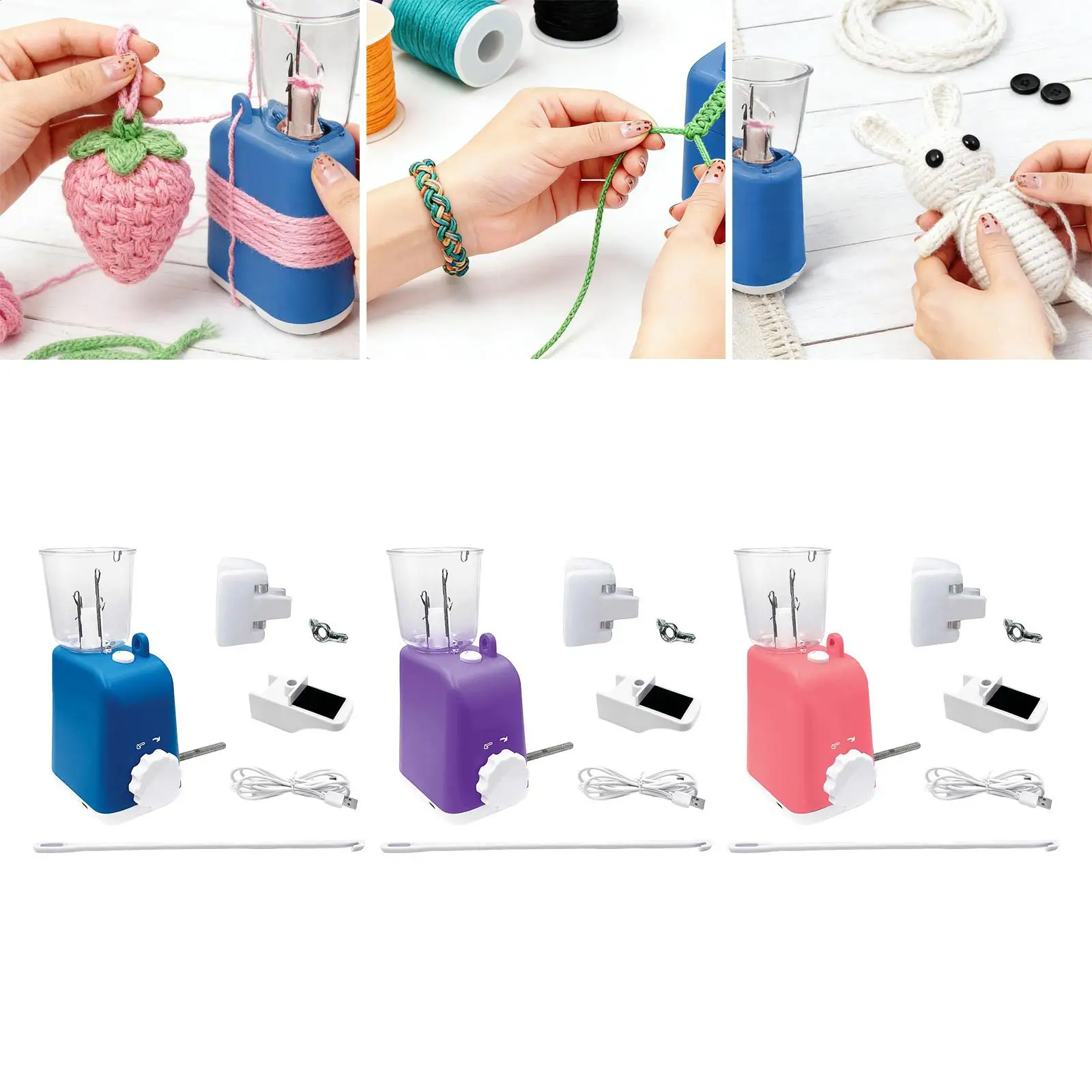 Electric Knitting Crochet Machine,String Winder Party Gift Yarn Knit Helper Cord Knitter Weaving Machine for Beginners Braiding