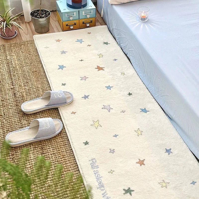 VIKAMA Cartoon Imitation Cashmere Star Carpet Bedroom Sofa Living Room Soft And Cozy Cool Insulation Warm Home Decoration