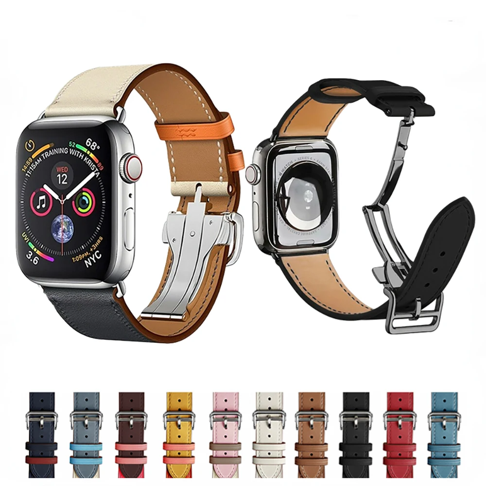 Genuine Leather for Apple Watch Band 45mm 41mm 44mm 40mm 42 38mm Sports Bracelet Wristband for Iwatch Serise 7654SE 8 Ultra 49mm