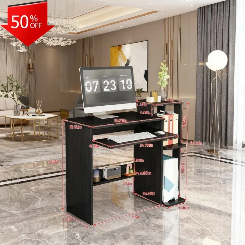 مكتب مكتب اتجاهي مع طاولة رفع علوية للرف لألعاب الكمبيوتر الصغيرة والأثاث الكامل القابل للطي ومكتب الحركة ذو الإطار المزدوج #1