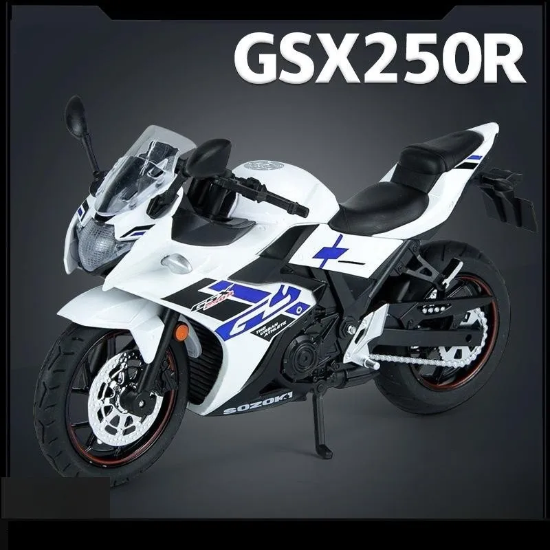 1/12 Suzuki GSX-250R Toy Motorcycle Miniature Model 1:12 Off-Road Motorbike Racing Sound & Light Diecast Collection Gift Boy