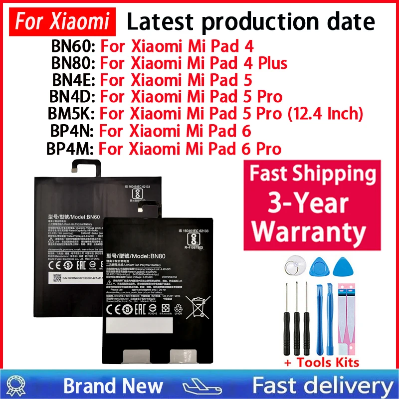 New Original BN80 BN60 BN4D BN4E BM5K BP4N BP4M Battery For Xiaomi Mi Tablet Pad Mipad 4 5 6 Pro Plus Pad4 Pad5 Batteries