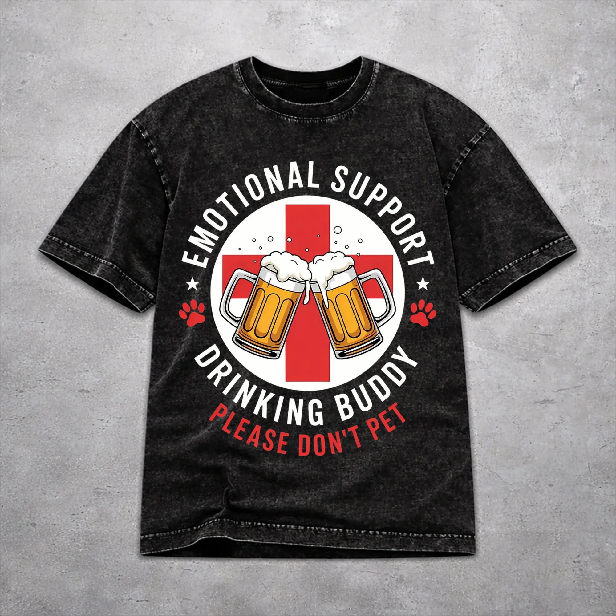 Men Women Harajuku Washed T-shirts Emotional Support Drinking Buddy Beer Printed Shirt Apparel Harajuku  Tee Shirts