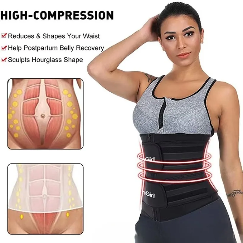Vita da donna Trainer Doppia cintura Supporto lombare Cerniera regolabile Hot Yoga Sudore Dimagrante Dopo il parto Shapewear Multi-taglia