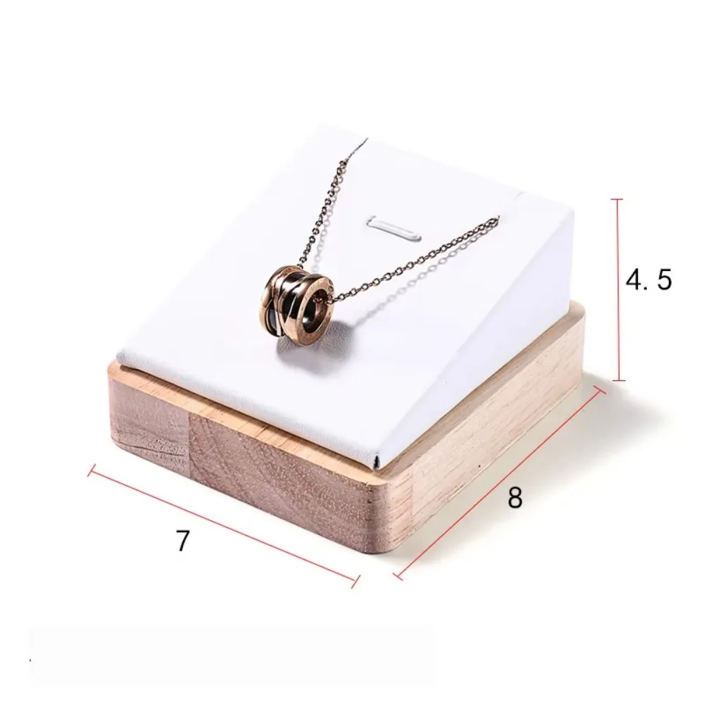 

New Wooden Necklace Display Stand PU Velvet Slope Display Rack Jewelry Pendant Holder Women