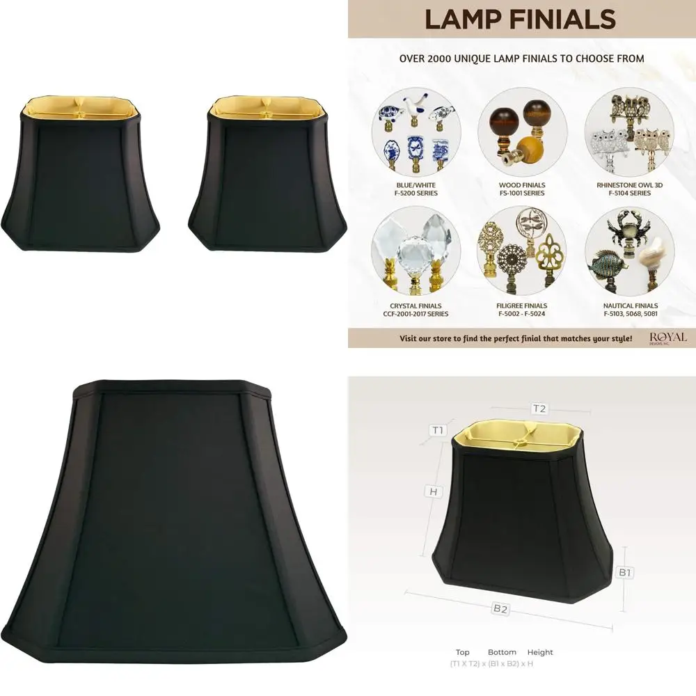 

Rectangle Cut Corner Basic Lamp Shades, 6.5x12x10 Inches, Black with Gold, 2-Pack, Suitable for BSO-710-12BLK/GL-2