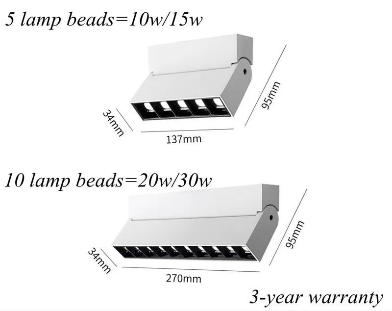 Dimmable Foldable Spotlight Adjustable LED Rail Track Lamp Bar Light 10W 20W Ac220V Modern Ceiling Fixture Luminaire Bedroom