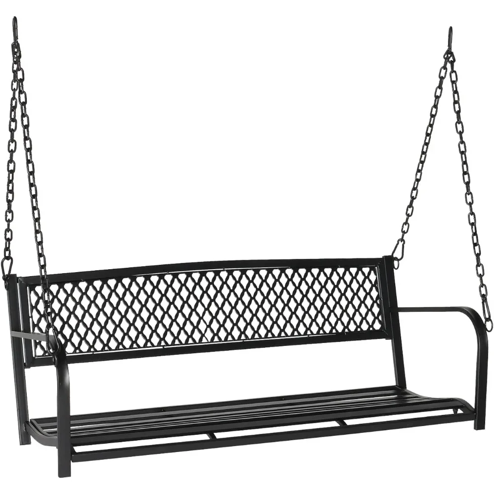 Upgraded Metal Patio Porch Swing, 660 LBS Weight Capacity Steel Porch Swing Chair for Outdoors, Heavy Duty Garden Swing