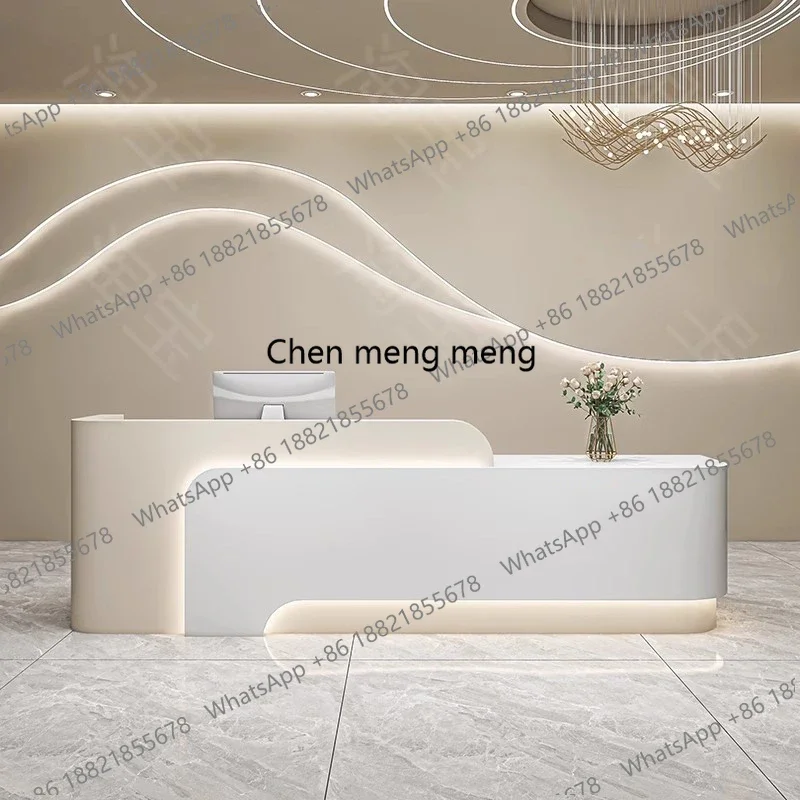 

Z10Salon Beauty Reception Desks Modern Simple Curved Display Reception Desks Aesthetic Long Mostrador