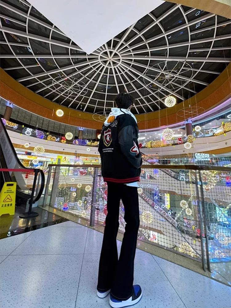 

Cleanfit High Waist Bell Bot Bla Denim Jeans Men's Curved Knife American Vibe High Street Slim Straight Leg Trousers