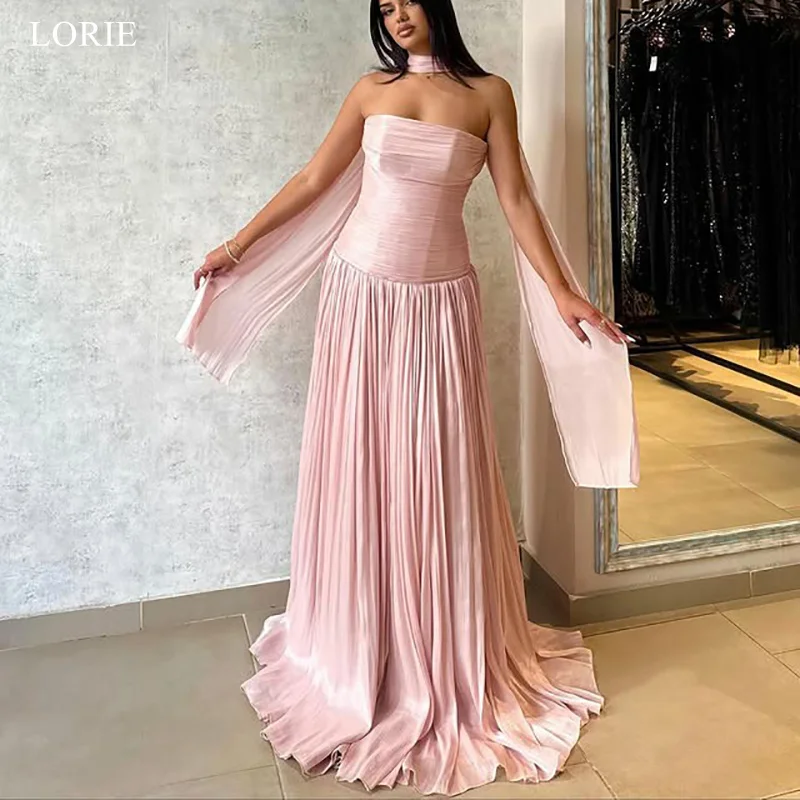 

LORIE Elegant Evening Dress Draped Ribbons Strapless Tulle Party Dresses Formal Pleats Prom Gowns Customized