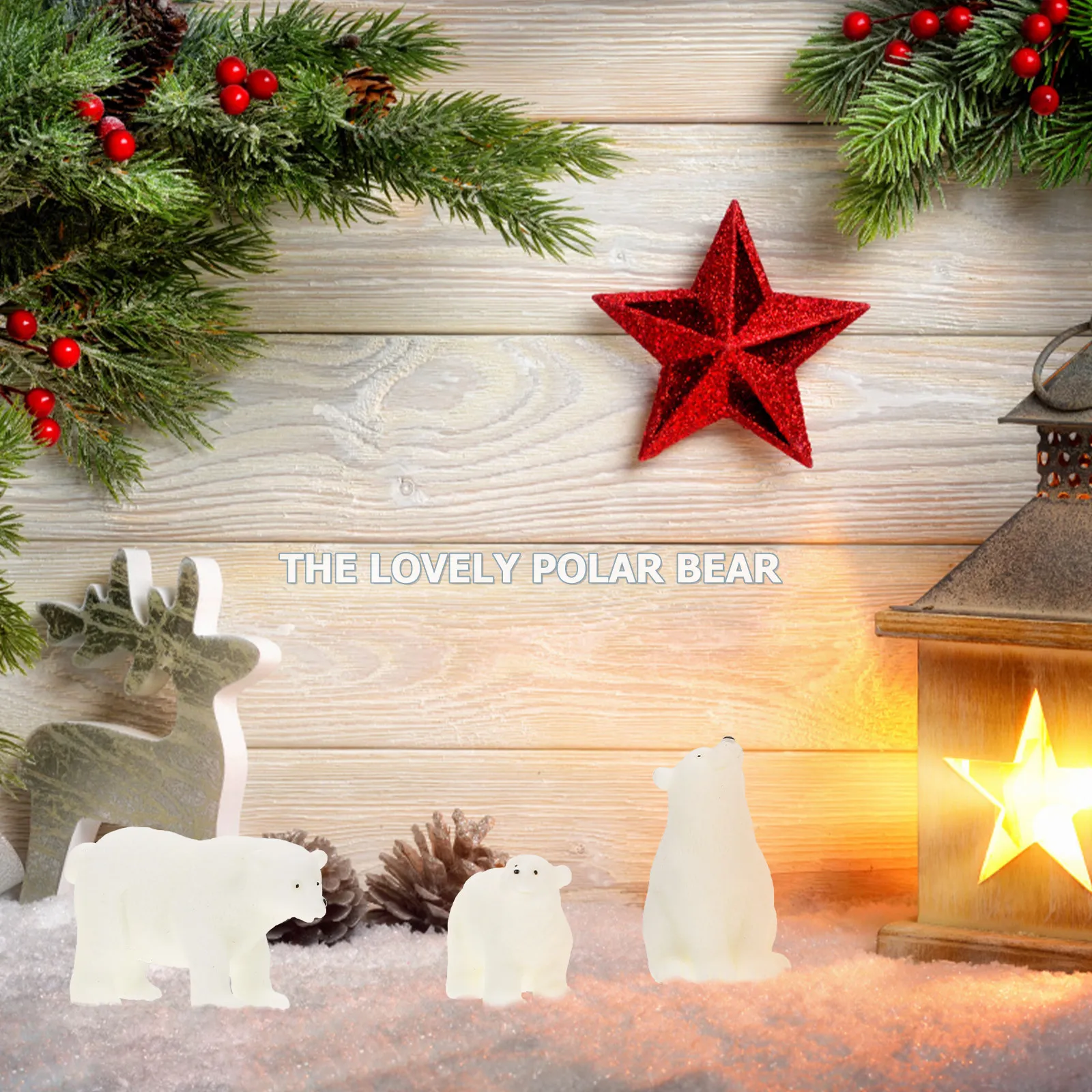 

4pcs Resin Polar Bear Mini Simulated Animal For Home Office Decor Desktop Adornments Early Educational Handicraft