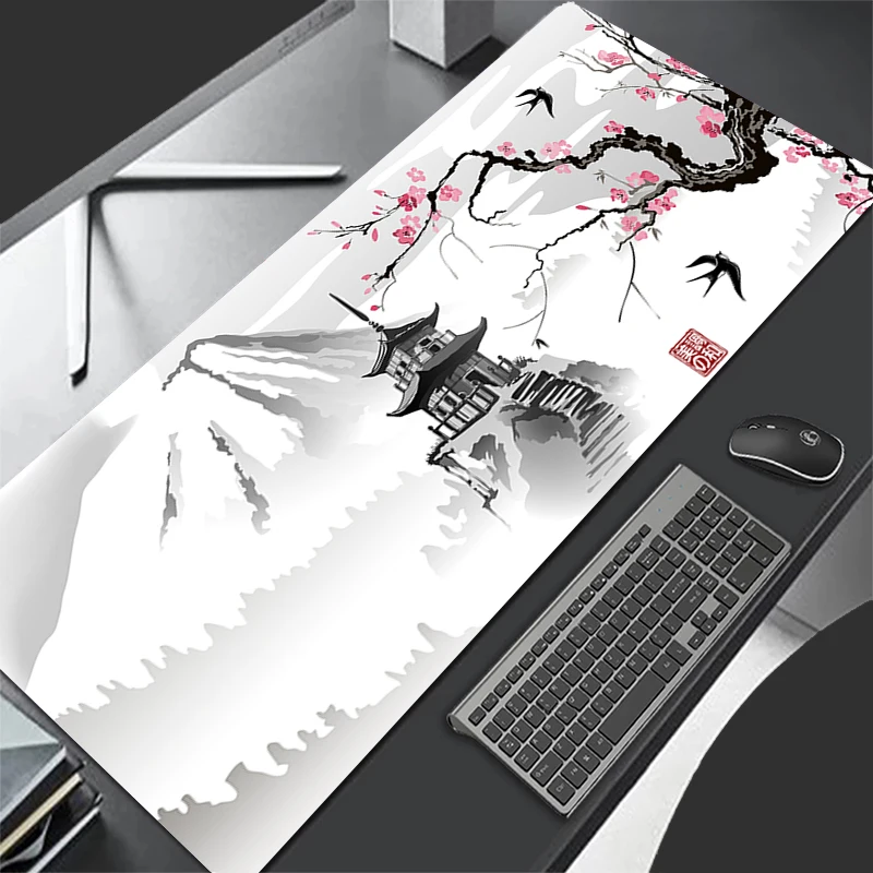 

XXL Gaming Mouse Pad - Japanese Sakura Cherry Blossom Art, Non-Slip Rubber Base, Large Extended Keyboard Mat for Office & Home