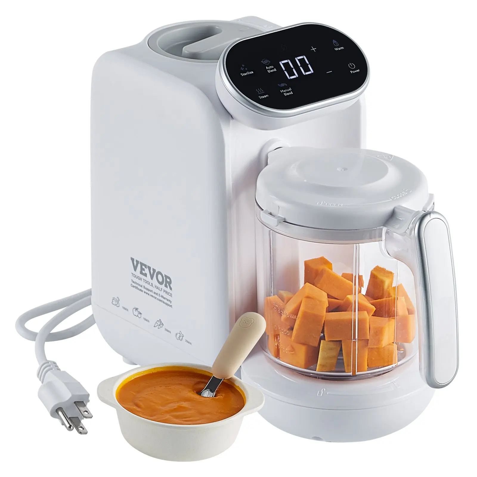 

Baby Food Maker, 430W Baby Food Processor With 750 Ml Tritan Bowl, SUS304 Stainless Steel, 5 In 1 Baby Food Puree Blender