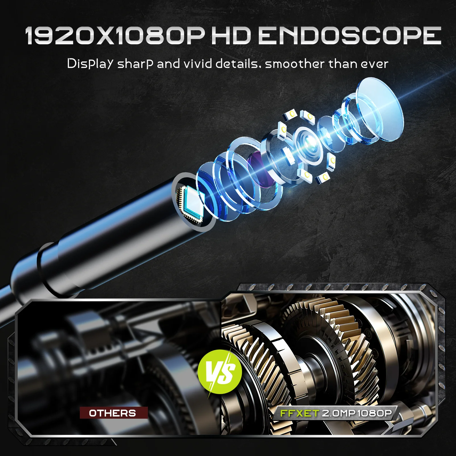 4.3inch Handheld Endoscope 1920P Borescope Camera with Light 16.4ft Semi-Rigid Snake Cable for Automotive,Sewer, HVAC,Wall IP67 view 3