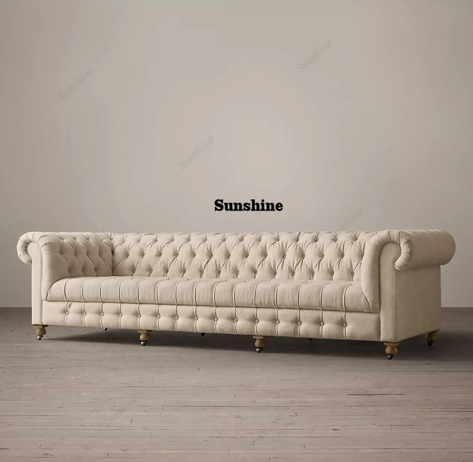 

Stil Indoor-Sofa Wohnzimmermöbel Chesterfield Knopfleiste Stoffe Sofas aus Samt FT
