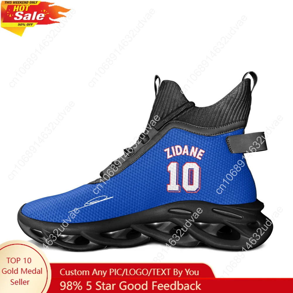 

Zidane No.10 High Top Running Shoes Mens Womens Casual Sneaker France Soccer Star Customized Made Elastic Sole Shoe Black