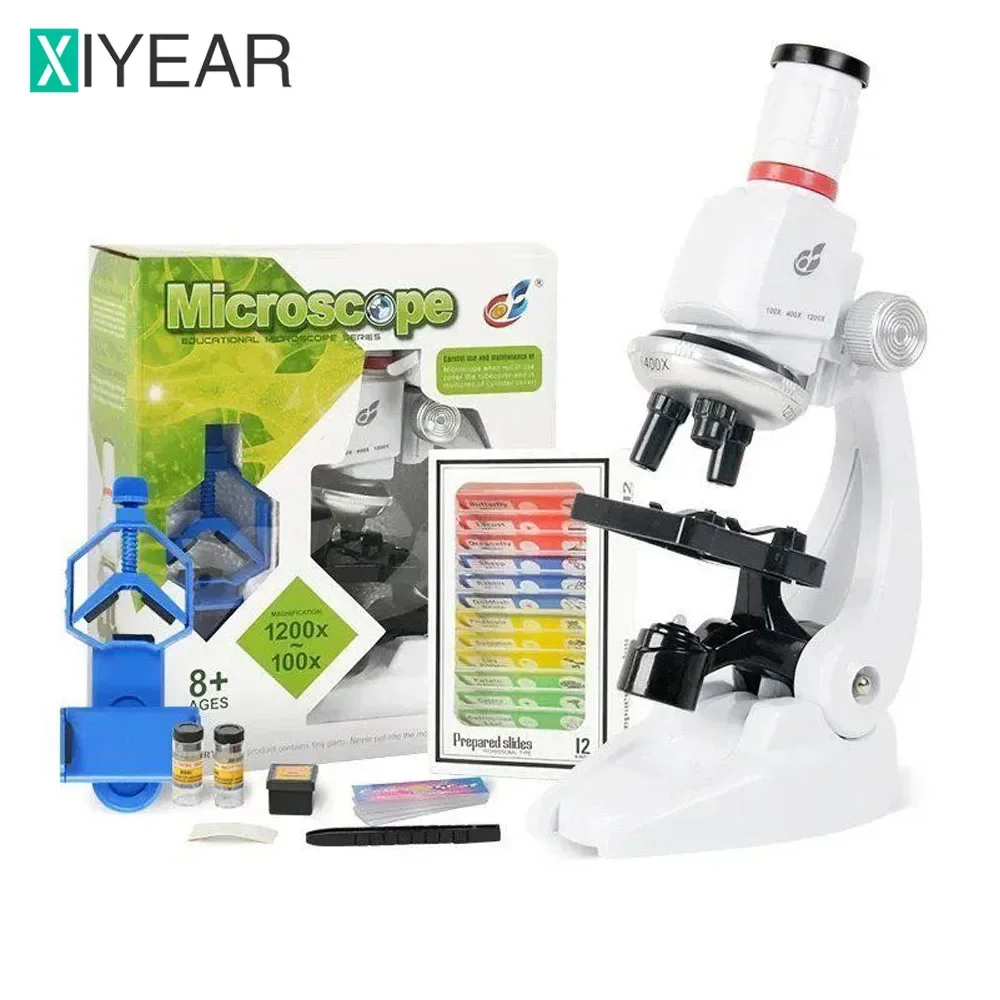 1200X LED Lab Microscope Kit For Children Biology Microscope For Schoolboy Home School Science Educational Toy