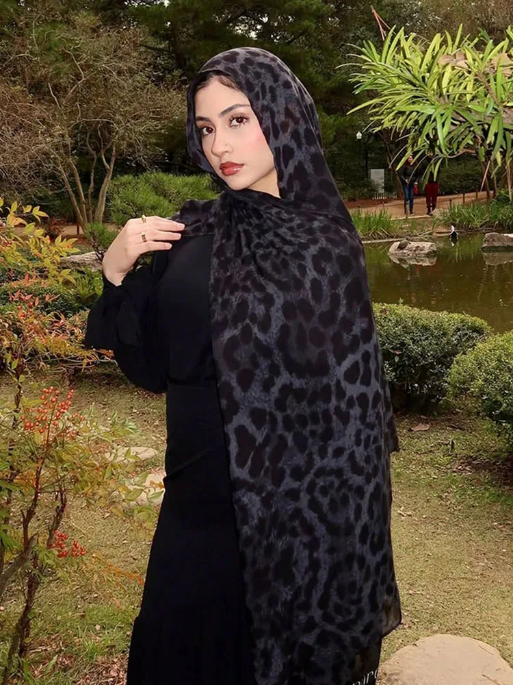 Hijabs musulmans pour femmes Ramadan, foulards imprimés léopard printemps, châle de luxe, hijab Eid,