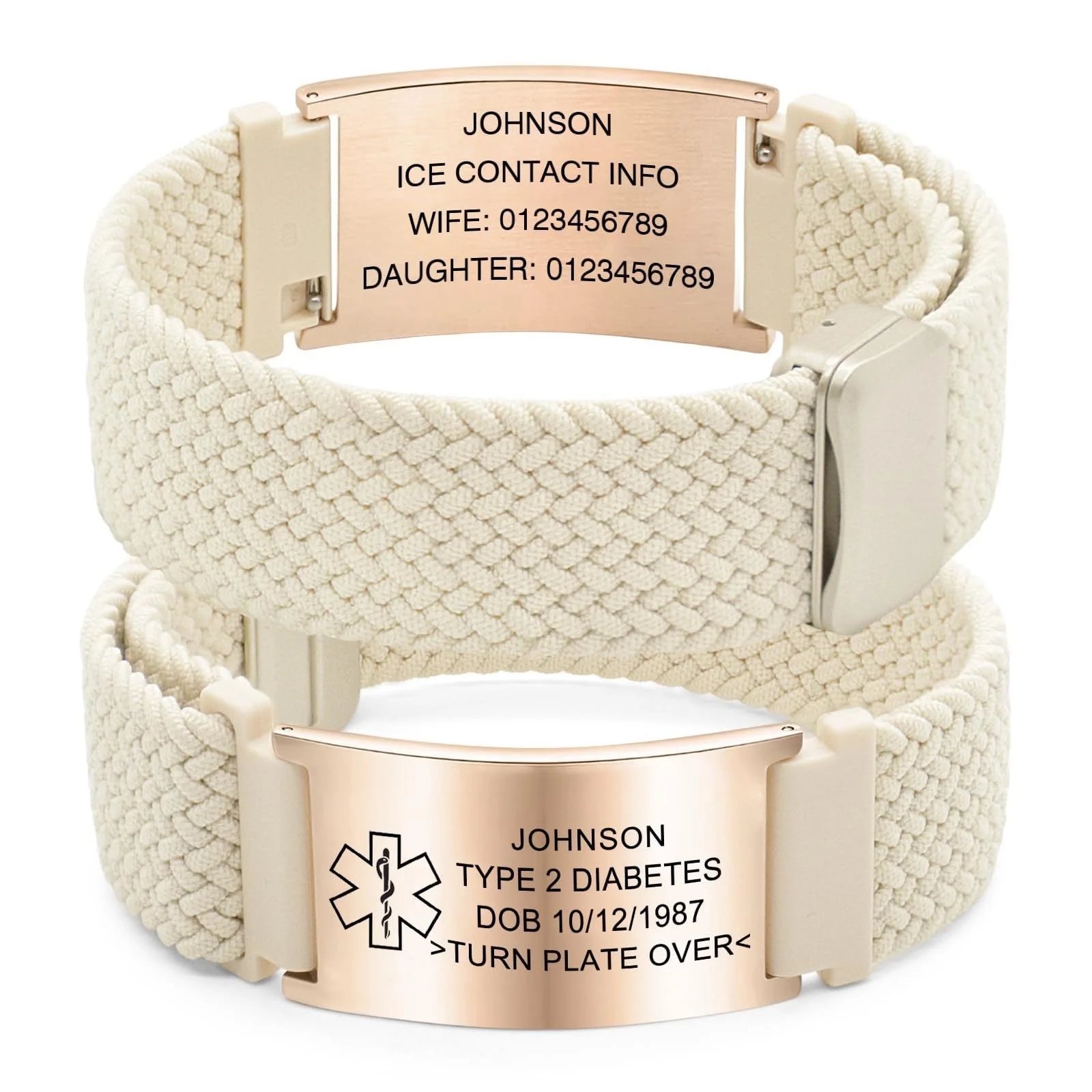 Personalized Medical Alert Bracelet Adjustable Stainless Steel ID Wristband Custom Emergency Jewelry for Allergy Asthma Seniors