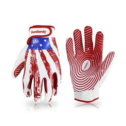 HANDLANDY Youth American Football Gloves for Boys Girls, Sticky Wide Receiver Gloves for Kids, Junior Flag Football Gloves