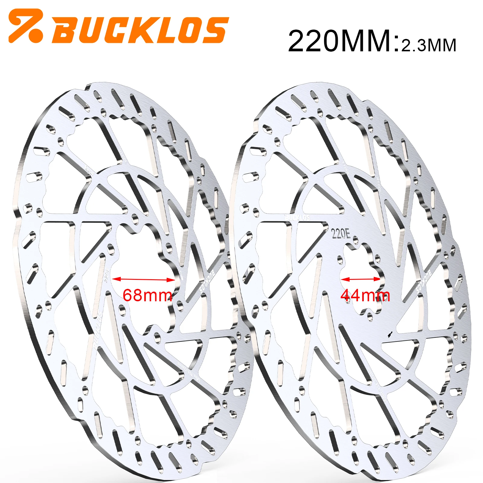 BUCKLOS 220mm Elektrofahrrad-Rotor 2,3mm E-Bike Bremsscheibe BCD44/68mm Dirt Bike Bremsscheibe für Surron Segway Talaria