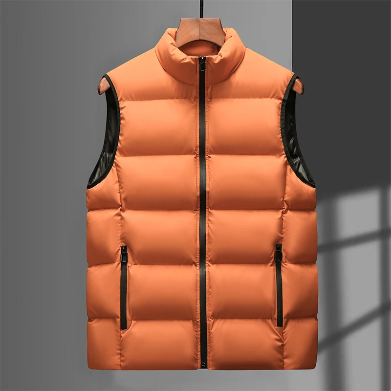 New Men'S Autumn Winter Fashion Versatile Thick Casual Vest Korean Version Solid Color Trendy Camisole Warm Vest Sleeveless Coat