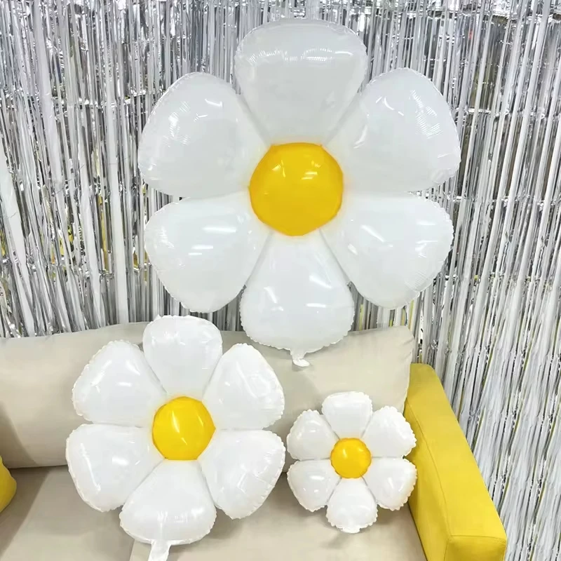 1/10 Stück Gänseblümchen-Ballon, riesige weiße, gelbe Aluminiumfolienballons für Geburtstag, Babyparty, Hochzeit, Gänseblümchen-Party-Dekorationen, Zubehör – Detail 10