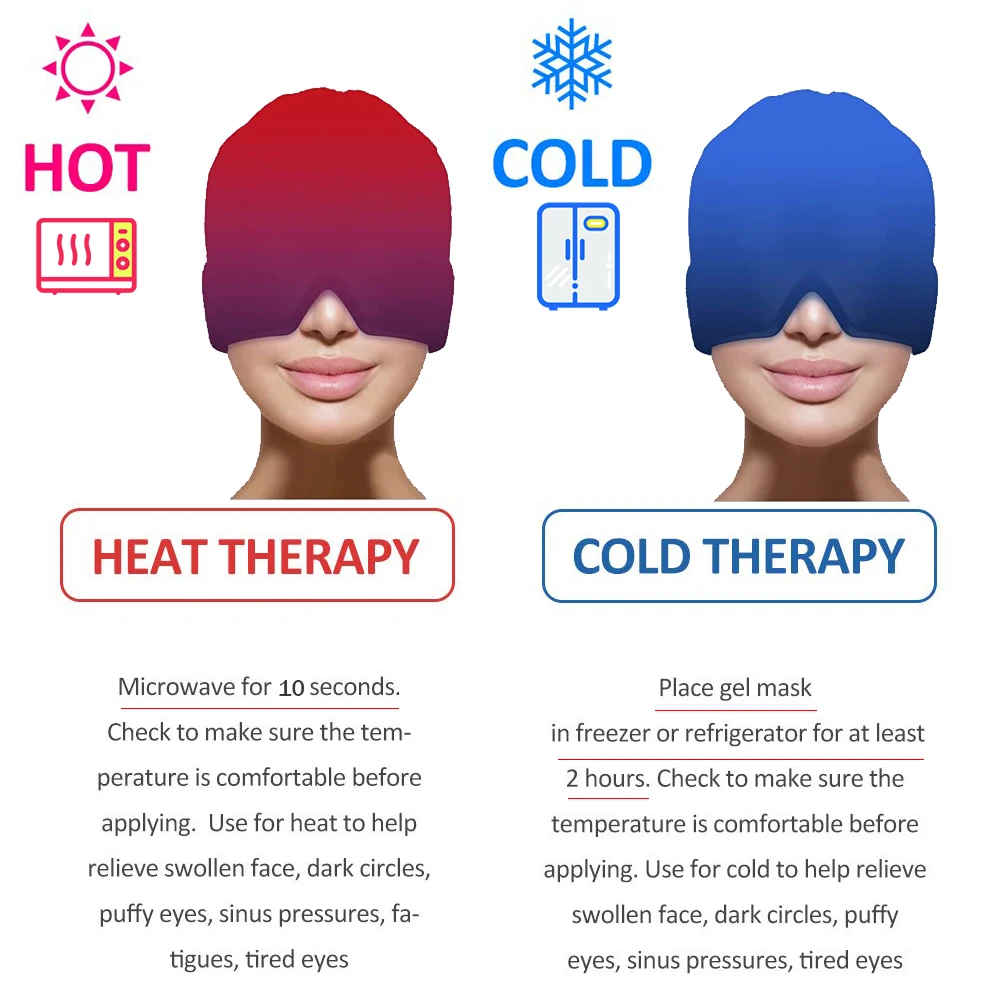 Migraine Relief Hat headache hat Gel Hot Cold Therapy Ice Cap For Relieve Pain Ice Hat Eye Mask Stress Pressure Pain Relief