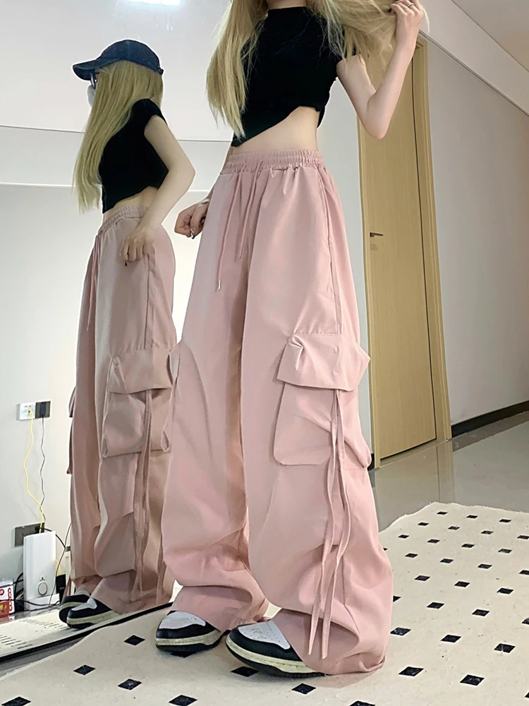 Zoki-ゆったりとした女性用ワイドレッグパンツ,原宿y2kストレート