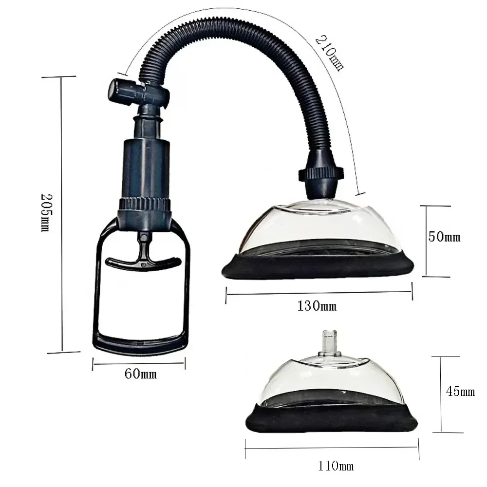 130mm Manual Pussy Pump Vagina Clitoris Sucker Women Breast Massage Nipple Stimulator Enlarge Vacuum Pump Cover Adult Sex Toys