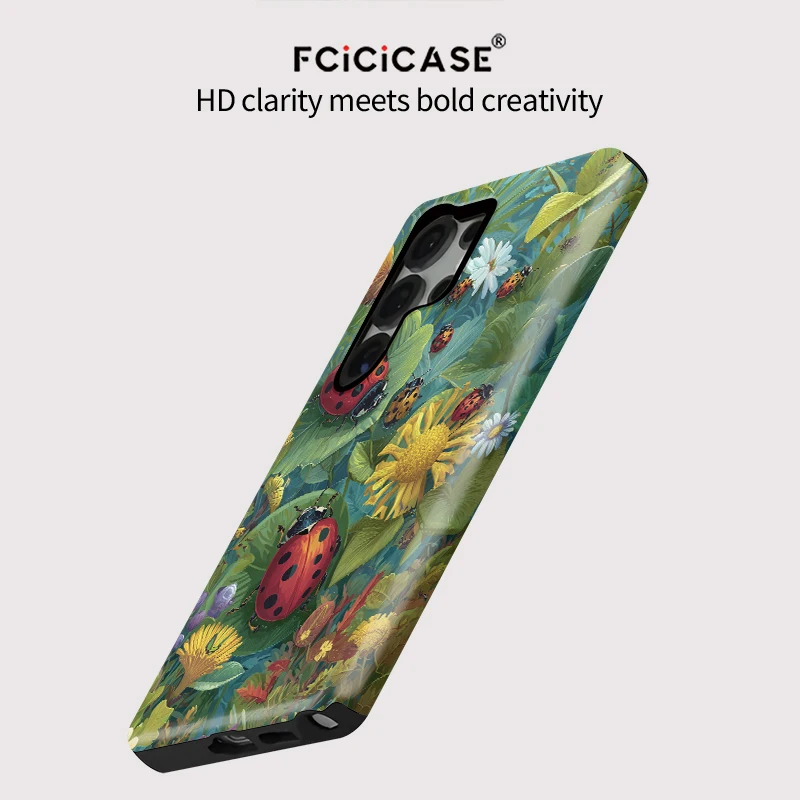 Fcicicase A36 A16 A56 A26 fleur mignon insecte motif coque de téléphone pour Samsung Galaxy S25 Ultra S20 FE S23 Plus S24 mat Capa