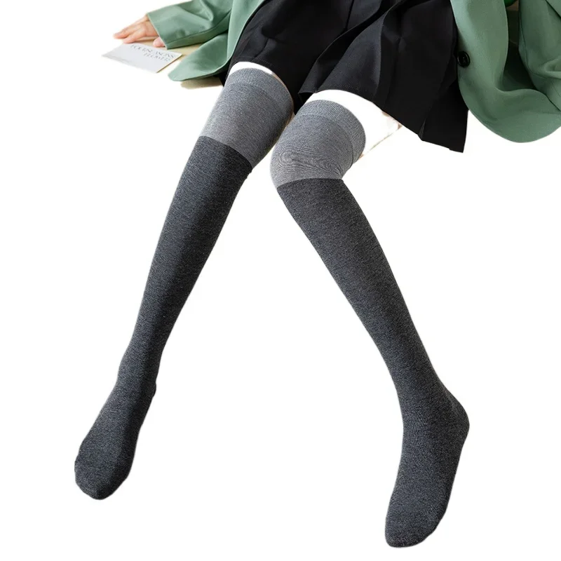 Autumn and winter Internet celebrity stitching shows thin warm knee-length thigh socks